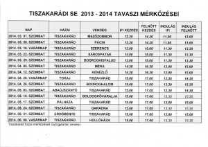 Tiszakarádi SE tavaszi mérkőzései