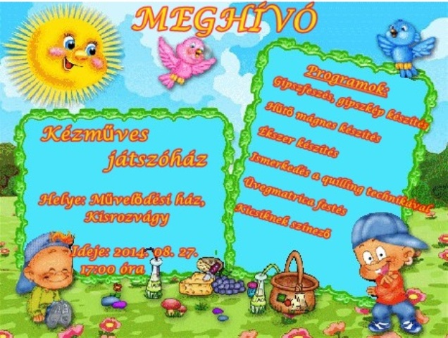 Meghívó – Kézműves játszóház Kisrozvágyon
