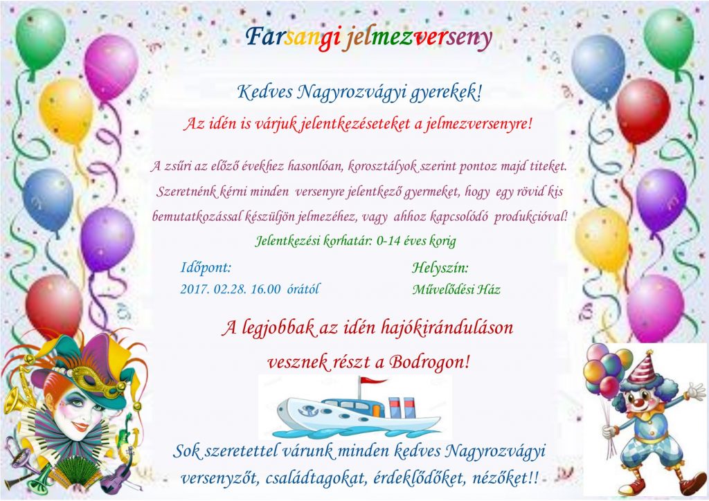 Farsangi jelmezverseny Nagyrozvágyon