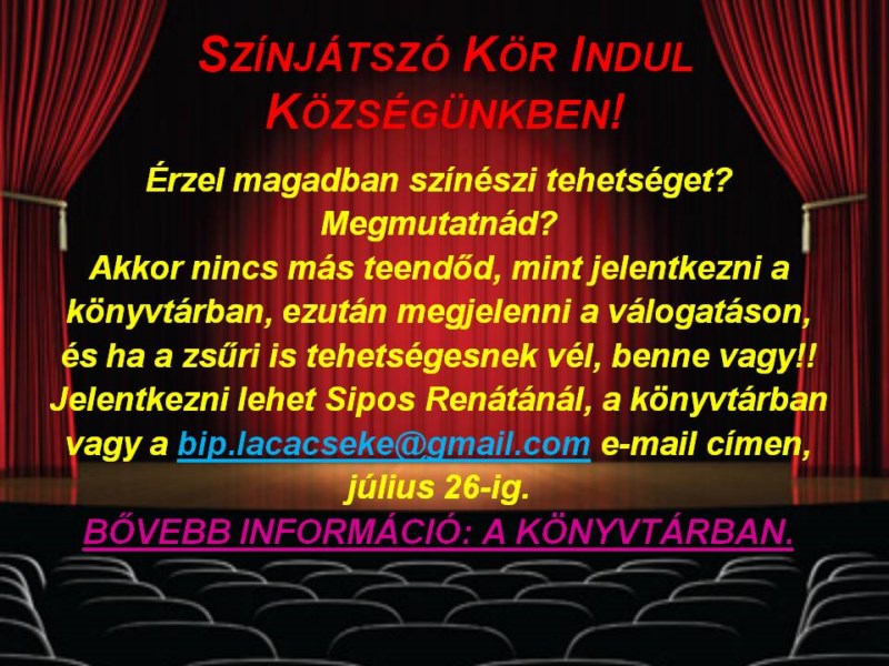 FELHÍVÁS-Színjátszó kör!