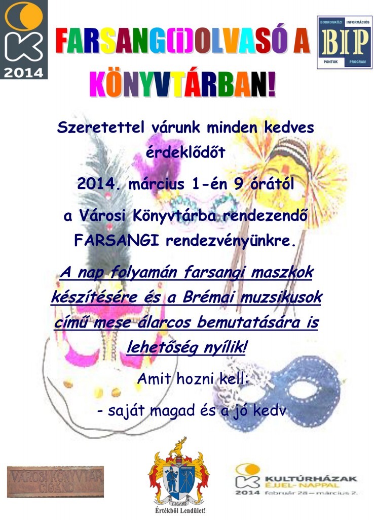 Farsang(i)olvasó  a Városi Könyvtában