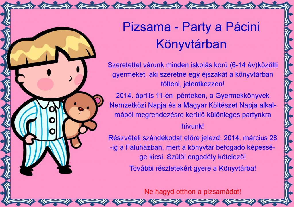 Pizsama-Party a Pácini Könyvtárban