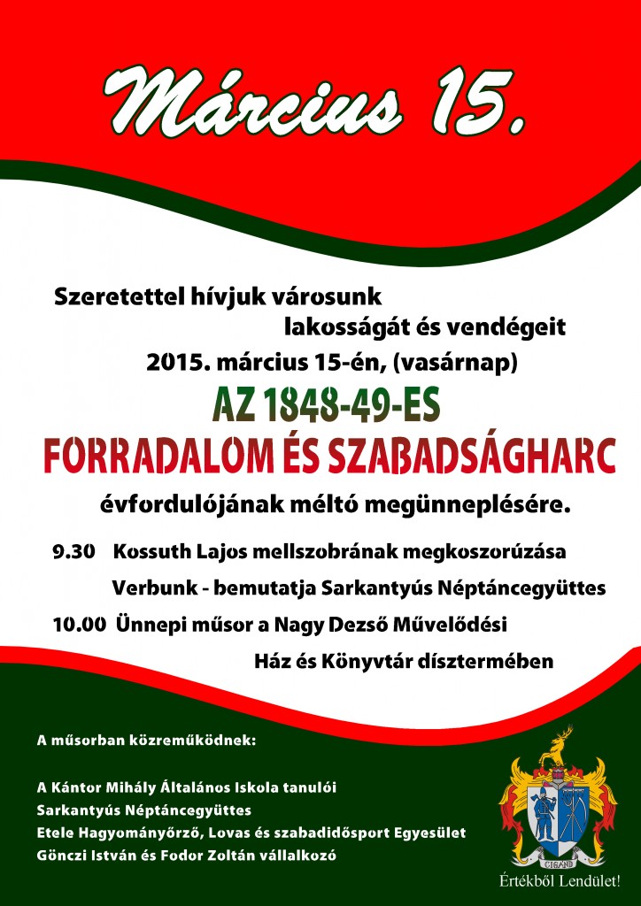 Emlékezünk méltósággal az 1848-49-es forradalom és szabadságharcra!