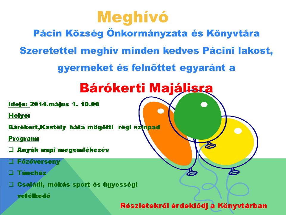 Meghívó Bárókerti Majálisra