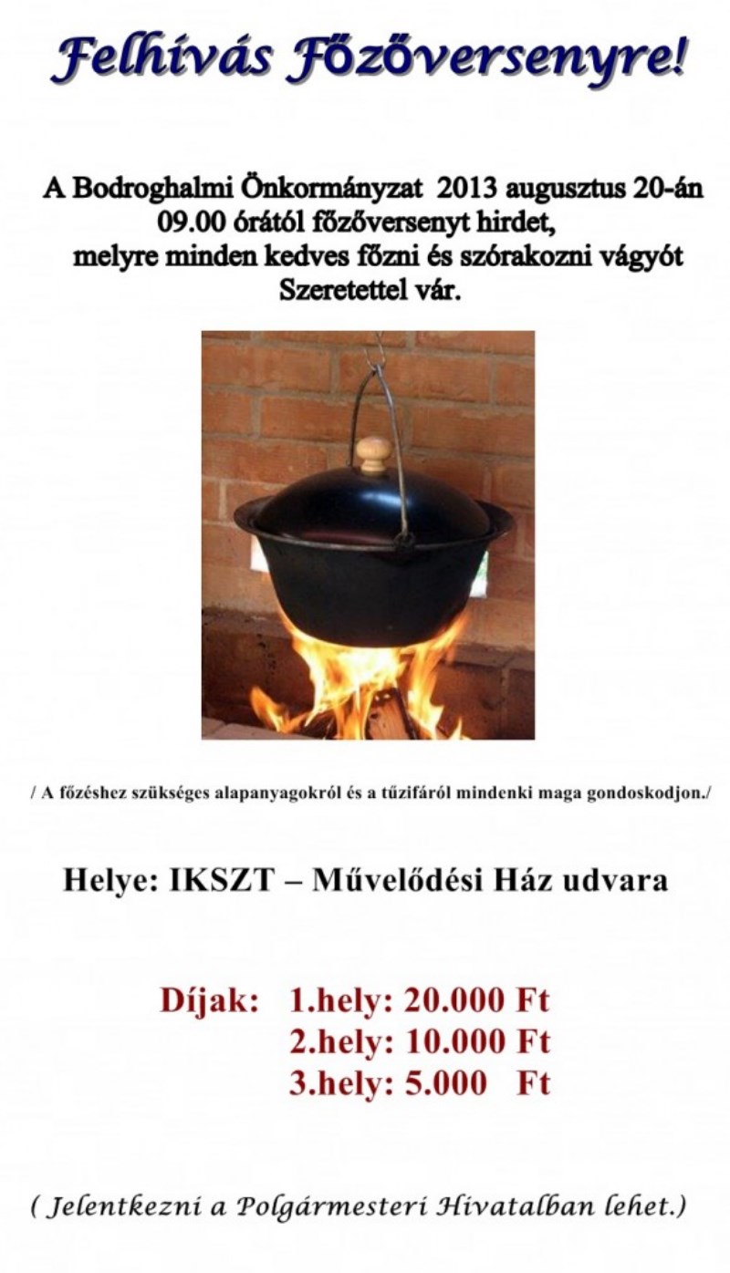 Felhívás Főzőversenyre!