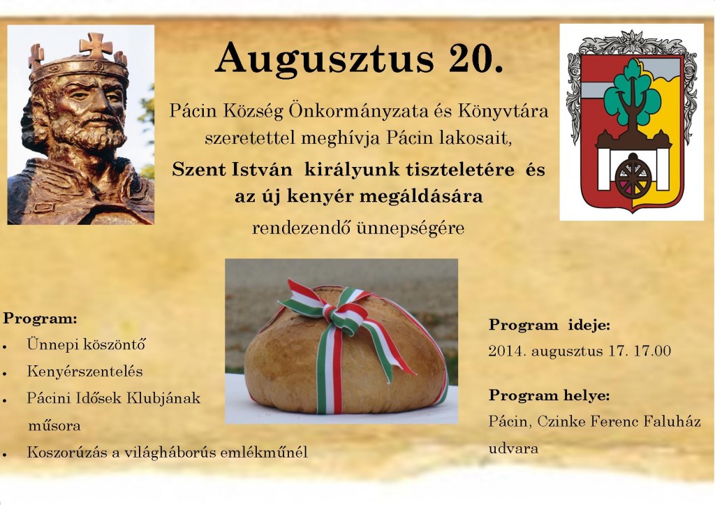 Augusztus 20. - Megemlékezés Pácinban