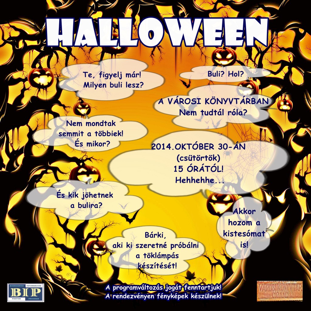 Halloween a cigándi Városi Könyvtárban