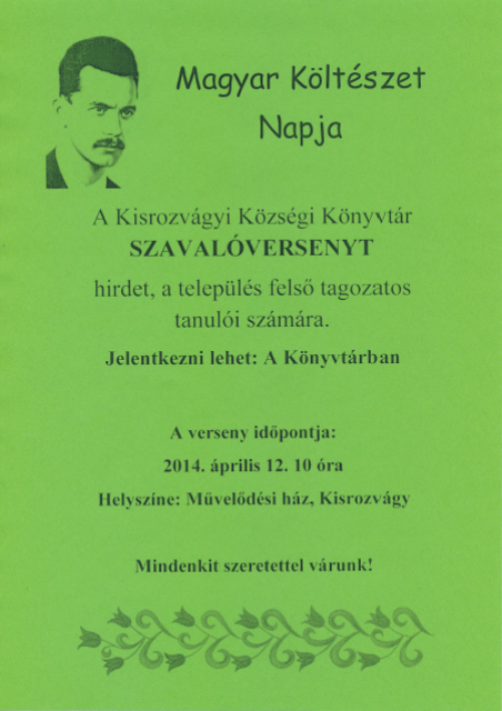 Változás! - Új időpontban a kisrozvágyi szavalóverseny