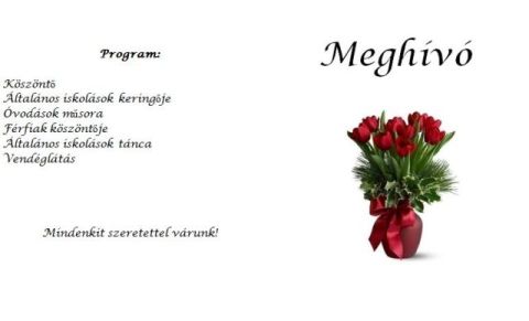 Nőnapi meghívó Kisrozvágy