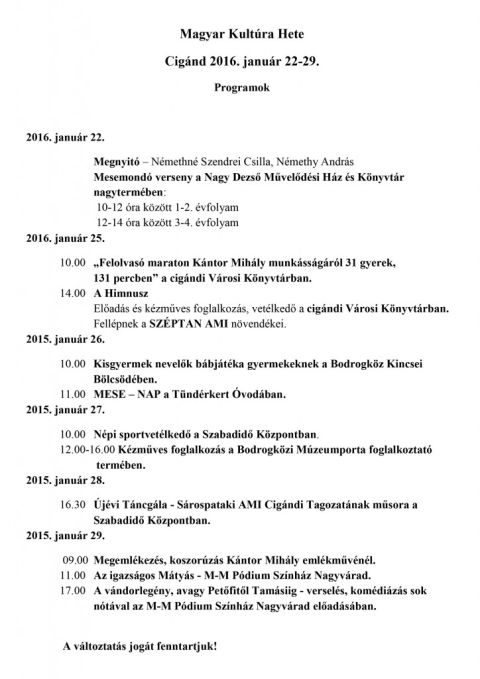 2016_01_22_cigánd_Magyar Kultúra Hete programterv